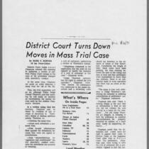 1971-01-12 Iowa City Press-Citizen article: "District court turns down moves in mass trial case" Page 1