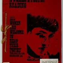 A women's poetry reading publication, flyer cover, 1971-1972