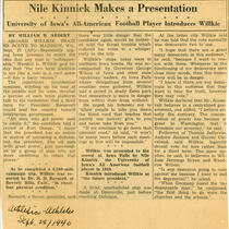 Nile Kinnick awards news clippings, 1939-1940