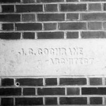 J.C. Cochrane architect stone located at Medical Laboratories, State University of Iowa, Iowa City, Iowa, 1927