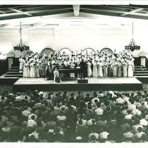 Soloist and choir performing at the Iowa Memorial Union, The University of Iowa, 1930s