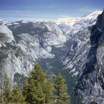 Classic U-shaped glacial valley, exfoliation domes, and Half Dome