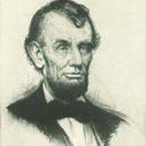 Sketch of Abraham Lincoln used as an advertisement, 1950s