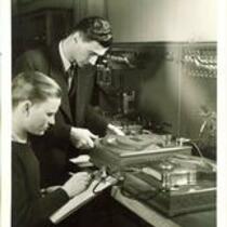 Engineering students in a laboratory, The University of Iowa, 1939