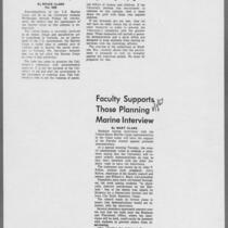 1967-10-31/1967-11-01: "By Bruce Clark for SDS; Faculty supports those planning Marine interview"