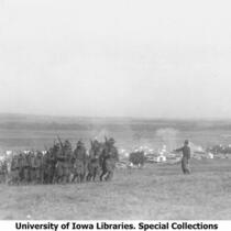 Cadet unit marching at camp, The University of Iowa, 1912